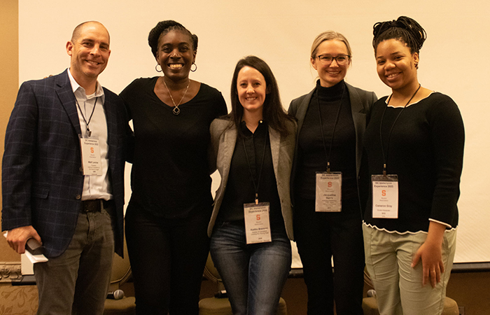 Matt Levine ’99, Rochelle Coleman ’05, Katie Brennan ’09, Jacqueline Harris ’11, Cameron Gray '22